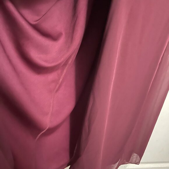 Levkoff Women's Burgundy Sangria Chiffon V-Neck A-Line Pleated Dress Gown Size 4 - Picture 8 of 10